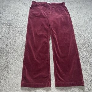Risen Pants Womens 13/31 Wide Leg High Rise Corduroy Trousers Wine